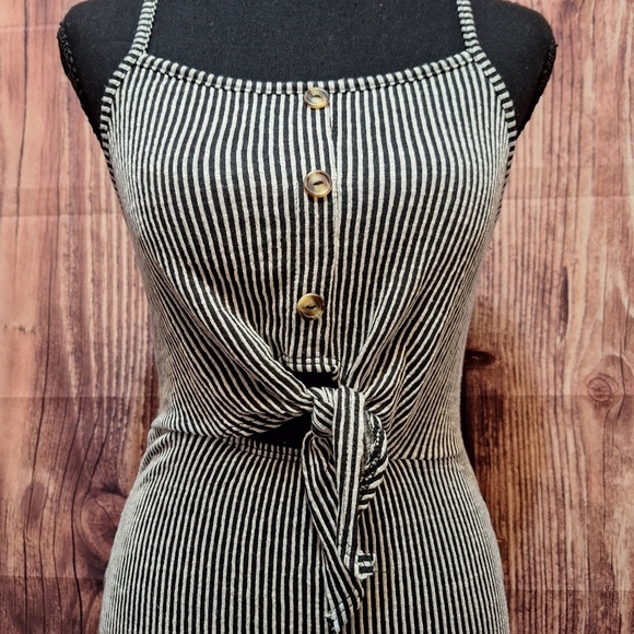 Caution To The Wind Black and White Striped Midi Dress - Picture 2 of 6